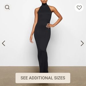 Skims SOLD OUT smooth lounge low back halter dress, Color Onyx, Size Large